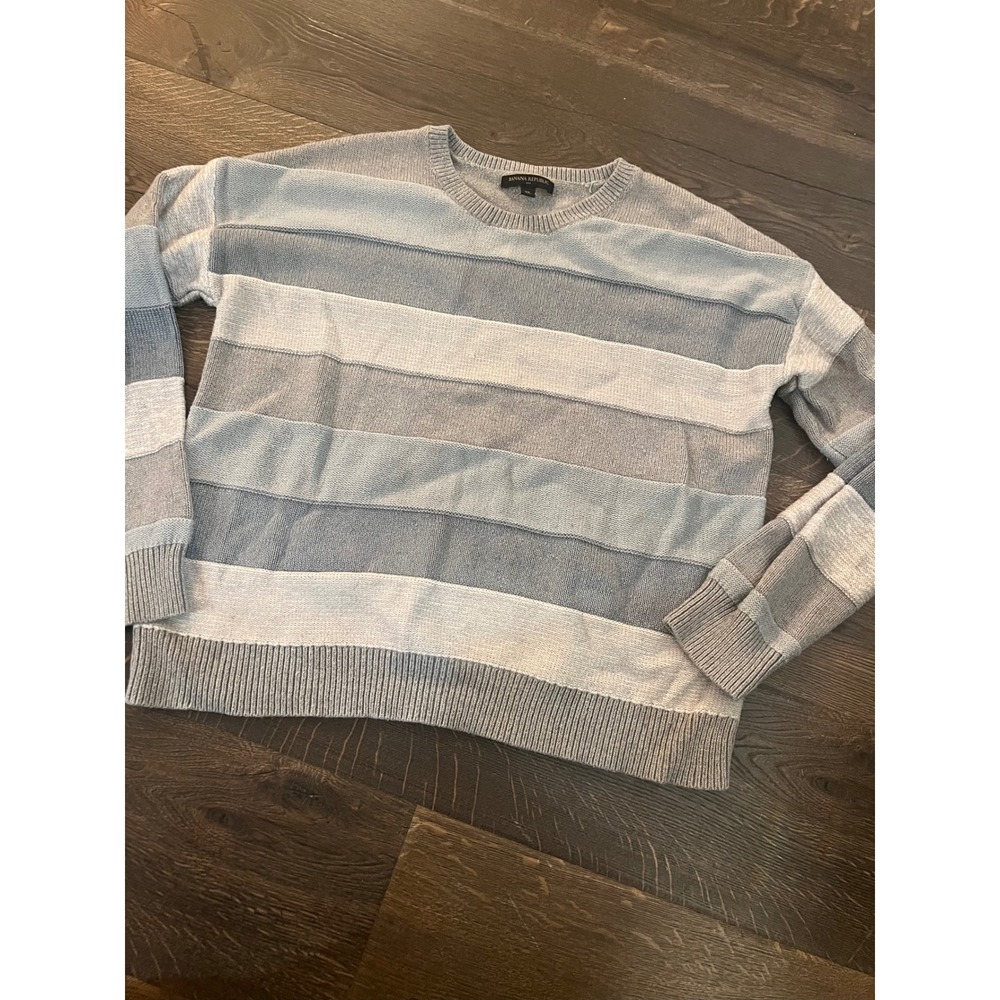 Banana Republic Striped Crew Neck Sweater‎ XL Blue Gray White Long Sleeve